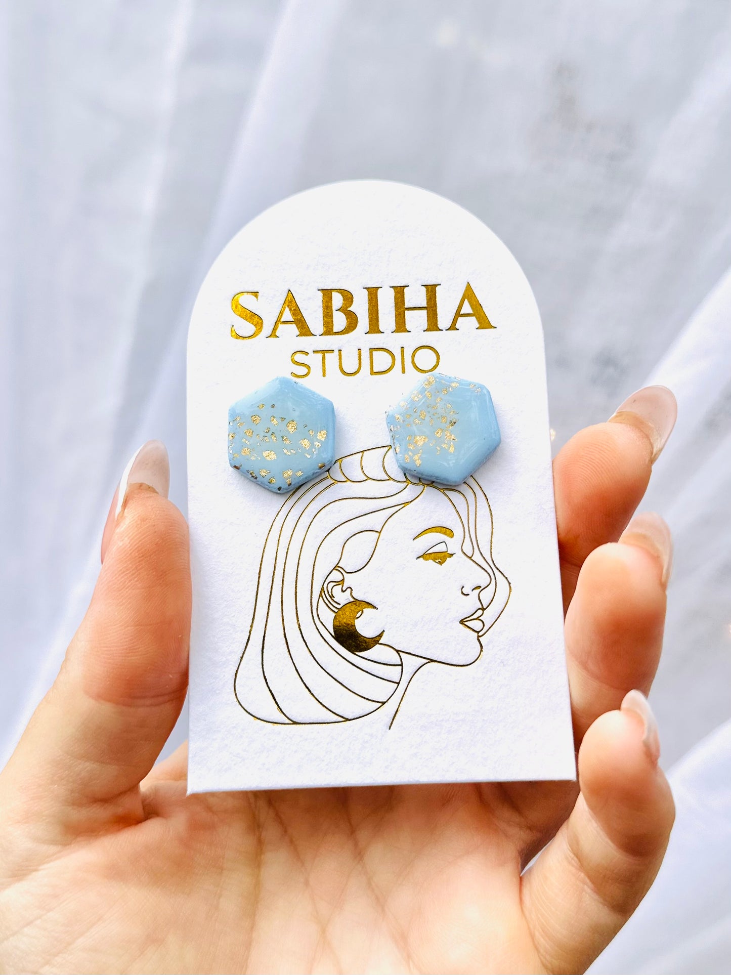 Hex Studs - Pastel Blue