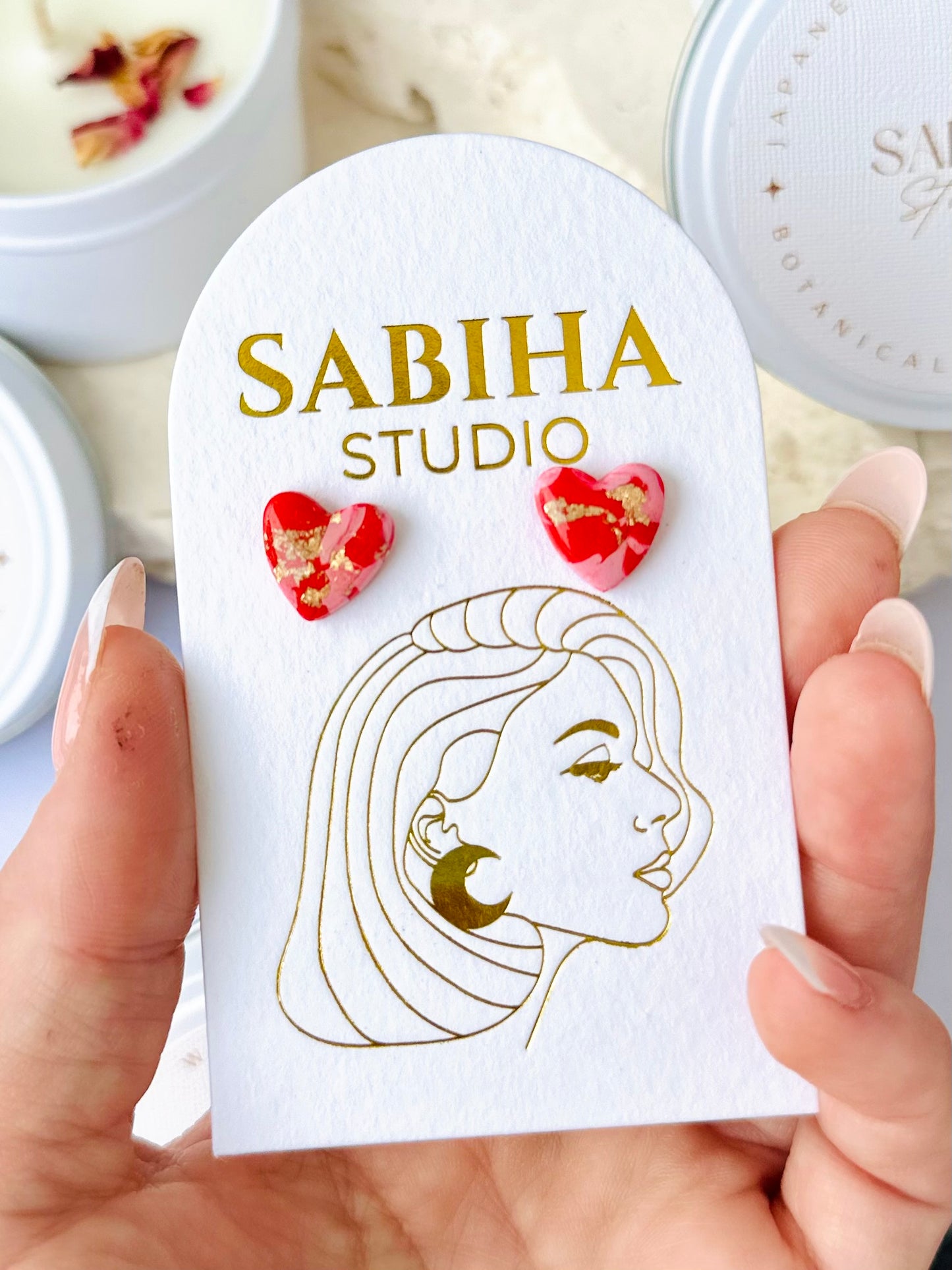 Sweetheart Studs - Pink/Red