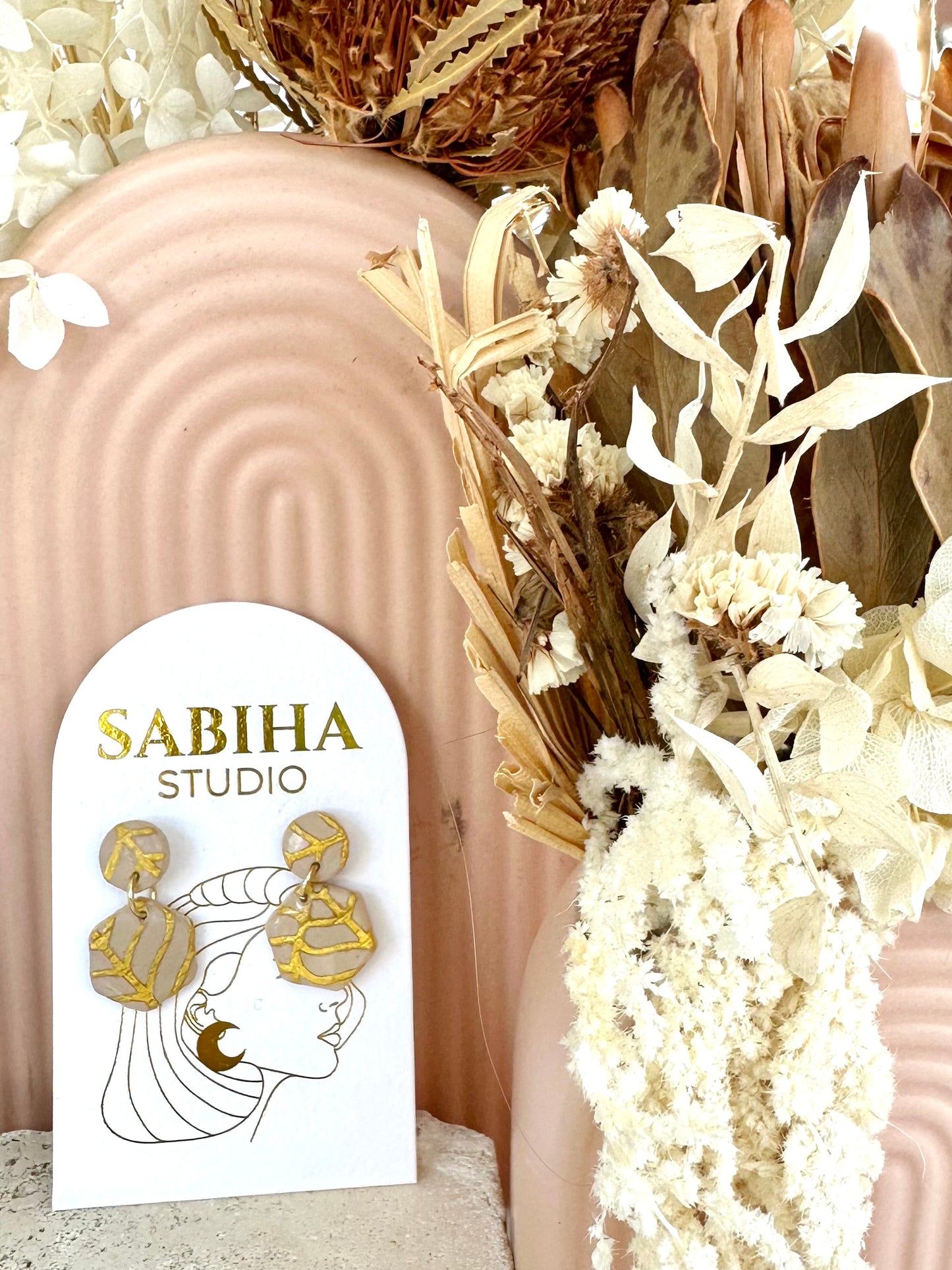 Cali Earrings - Tan/Gold