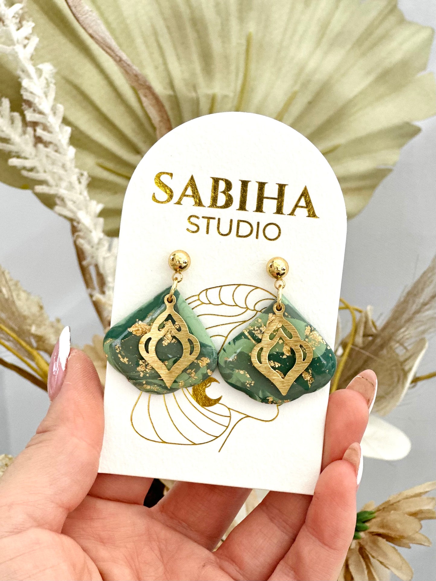 Morocco Earrings - Olive Green