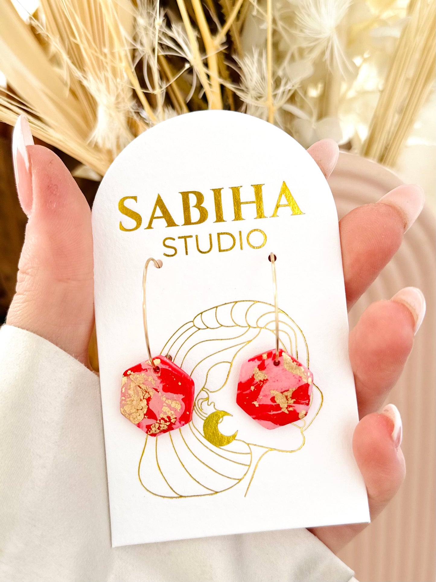 Celine Hoops - Pink/Red