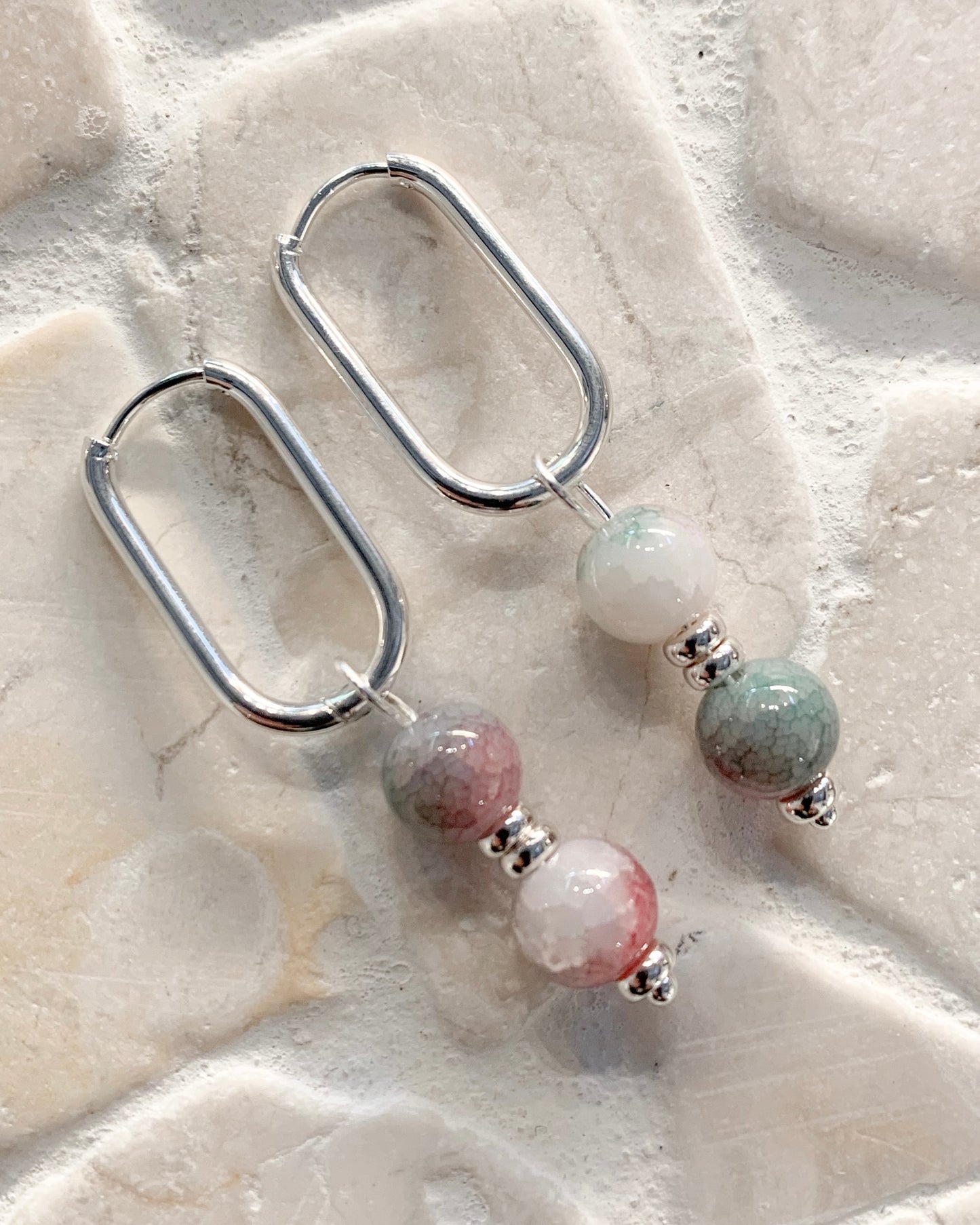 Deux Earrings • Crackle Agate