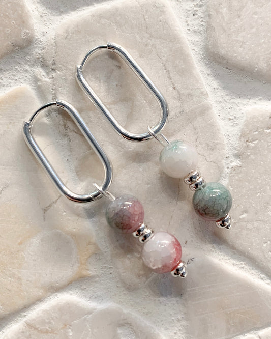 Deux Earrings • Crackle Agate