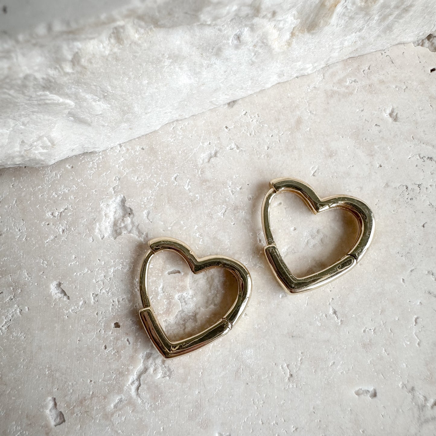 Elodie Heart Hoops | Gold Plated Heart Huggies
