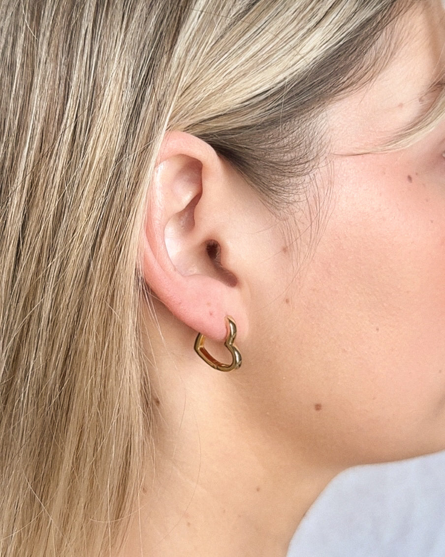 Elodie Heart Hoops | Gold Plated Heart Huggies