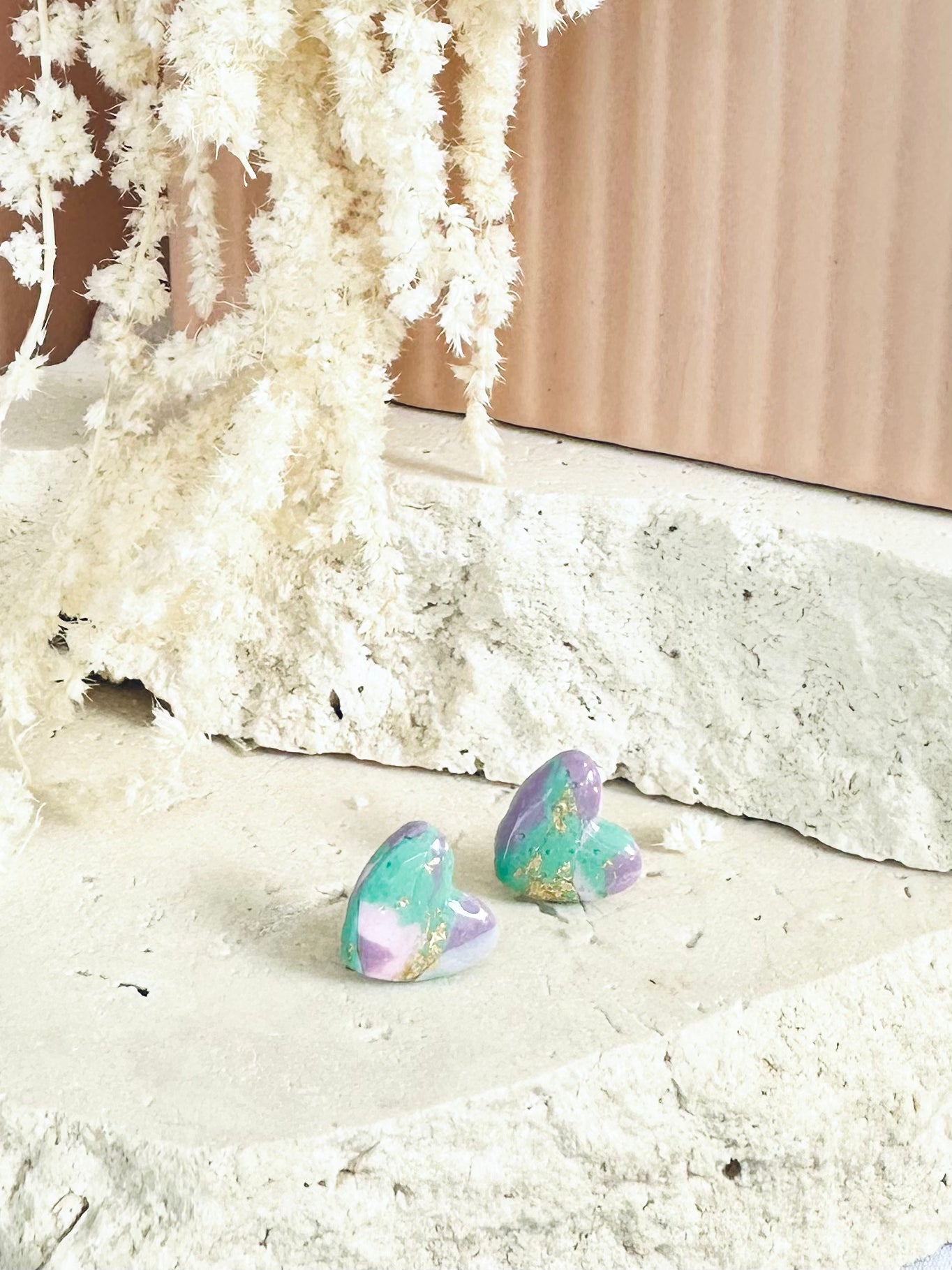 Sweetheart Studs - Pink/Teal