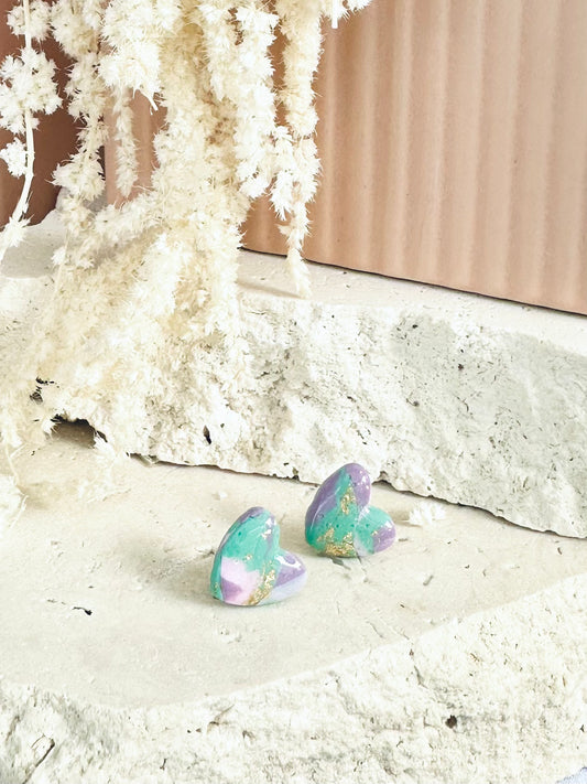 Sweetheart Studs - Pink/Teal