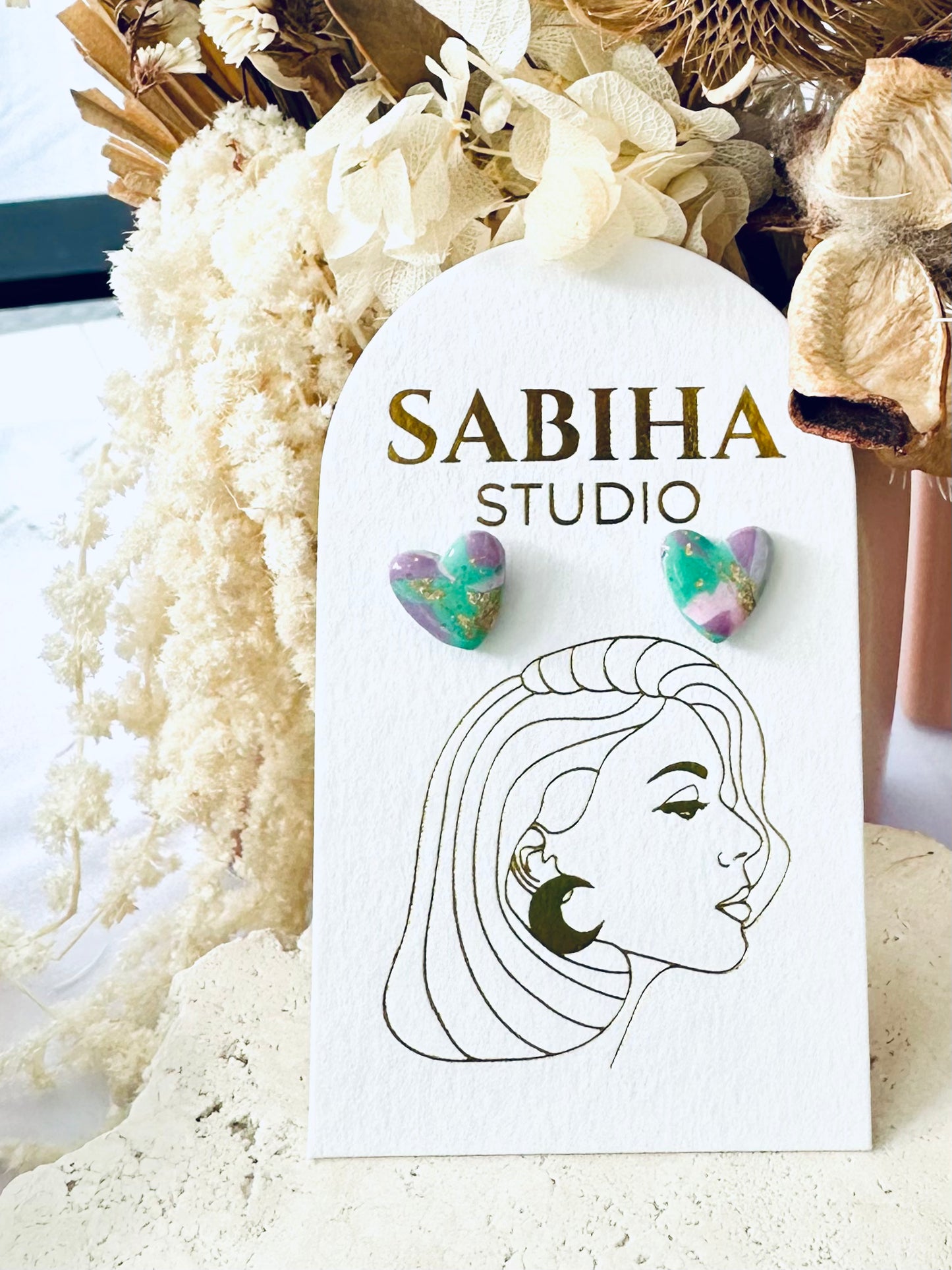 Sweetheart Studs - Pink/Teal