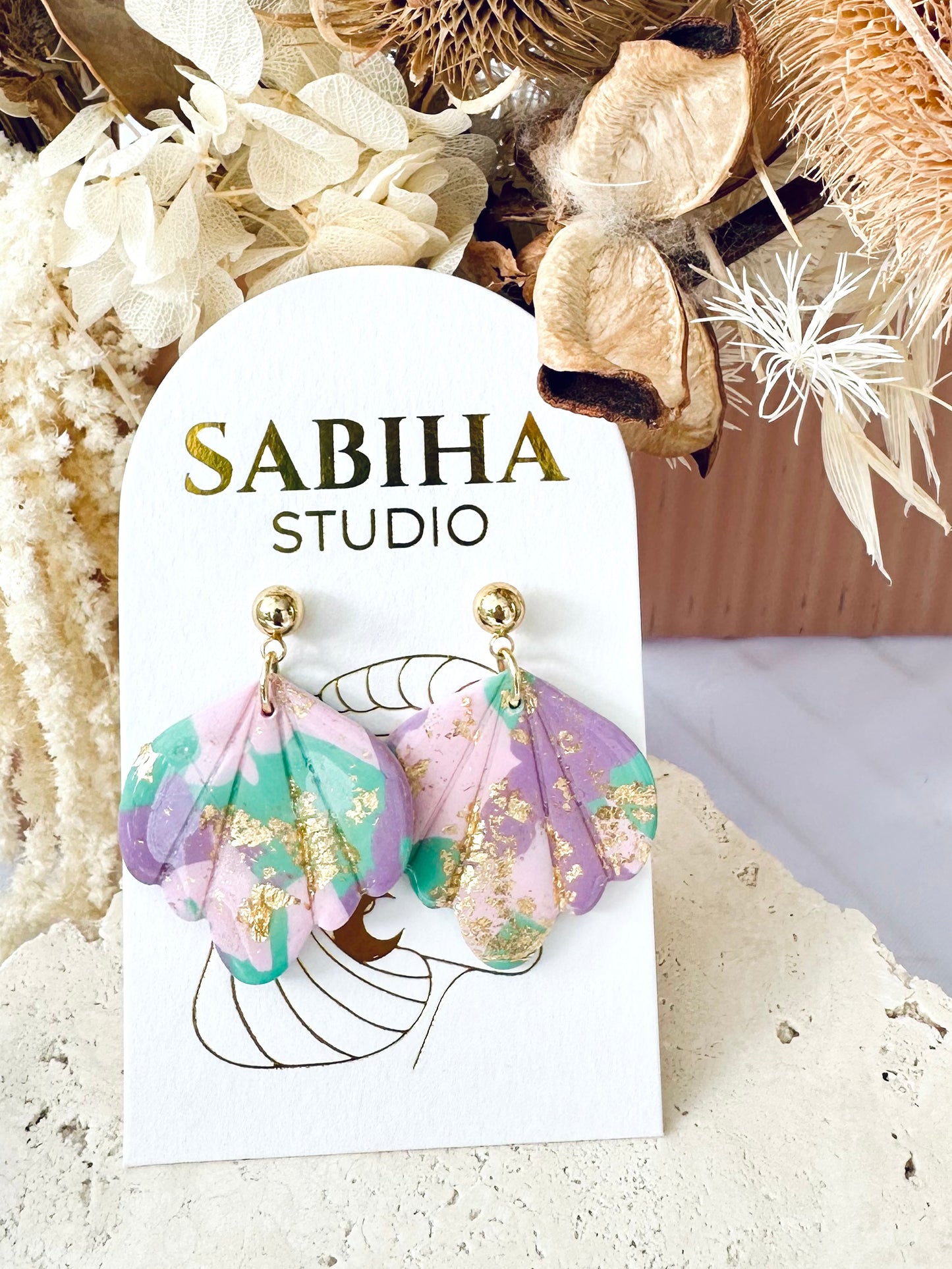 Serena Earrings - Lilac/Teal