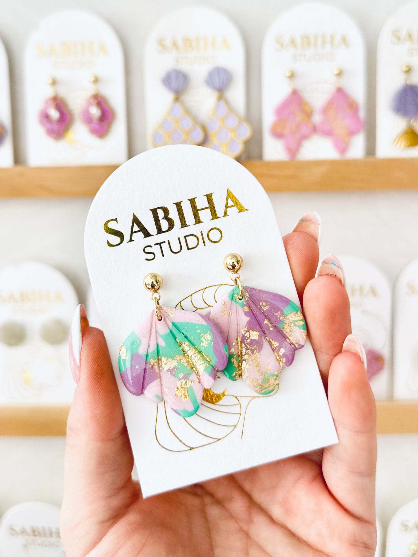 Serena Earrings - Lilac/Teal