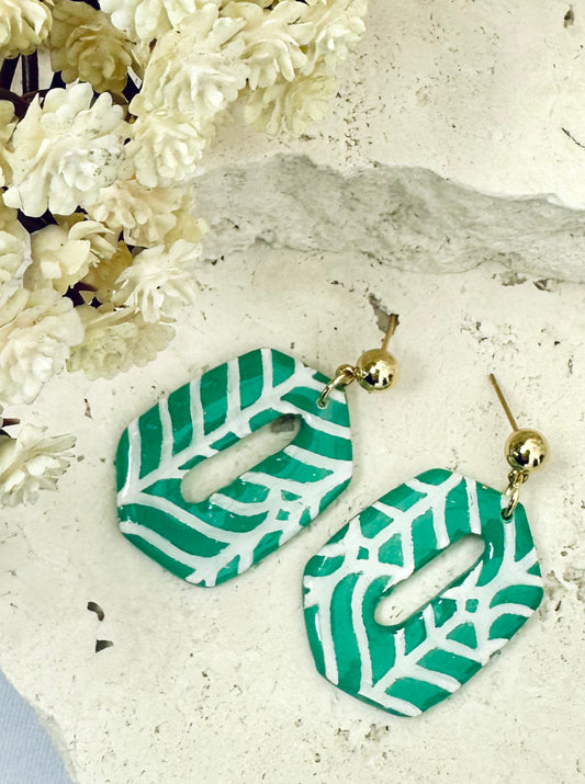 Palm Beach Earrings - Green/White
