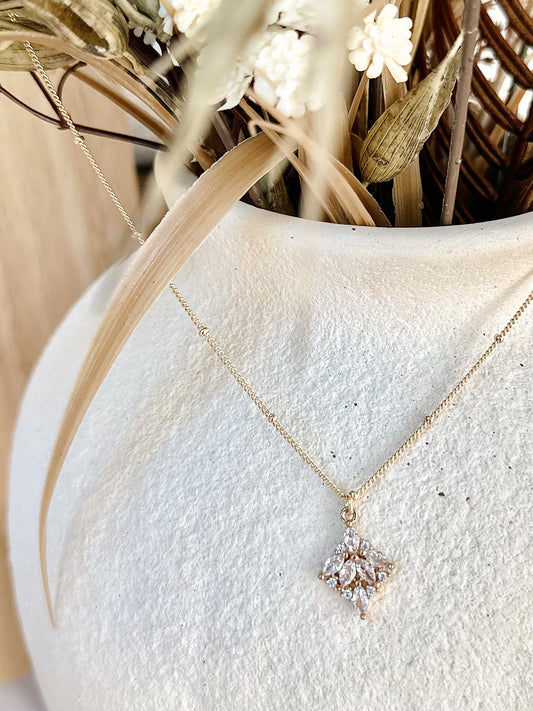 Elara Necklace - Gold CZ Pendant Necklace