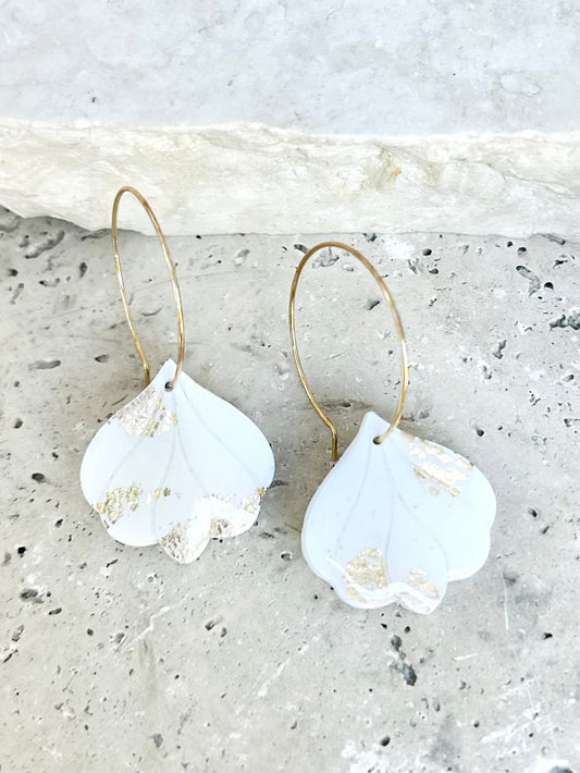 Fleur Hoops - White