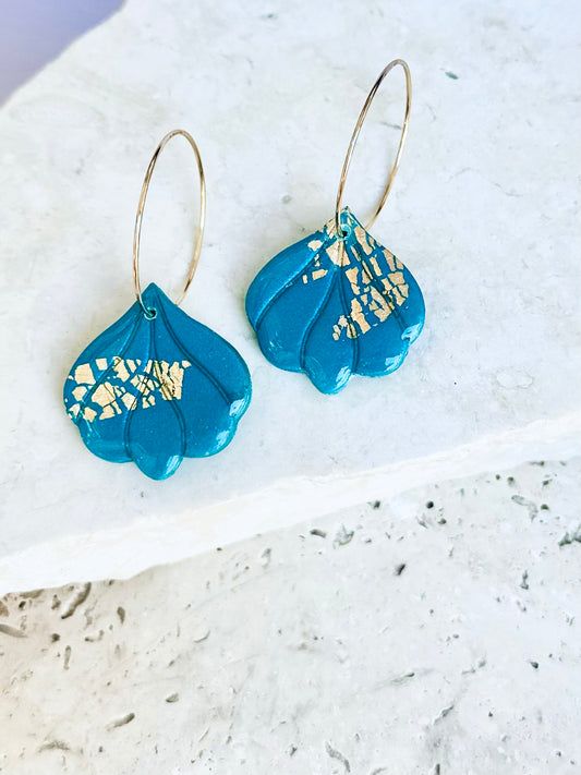 Fleur Hoops - Peacock Blue