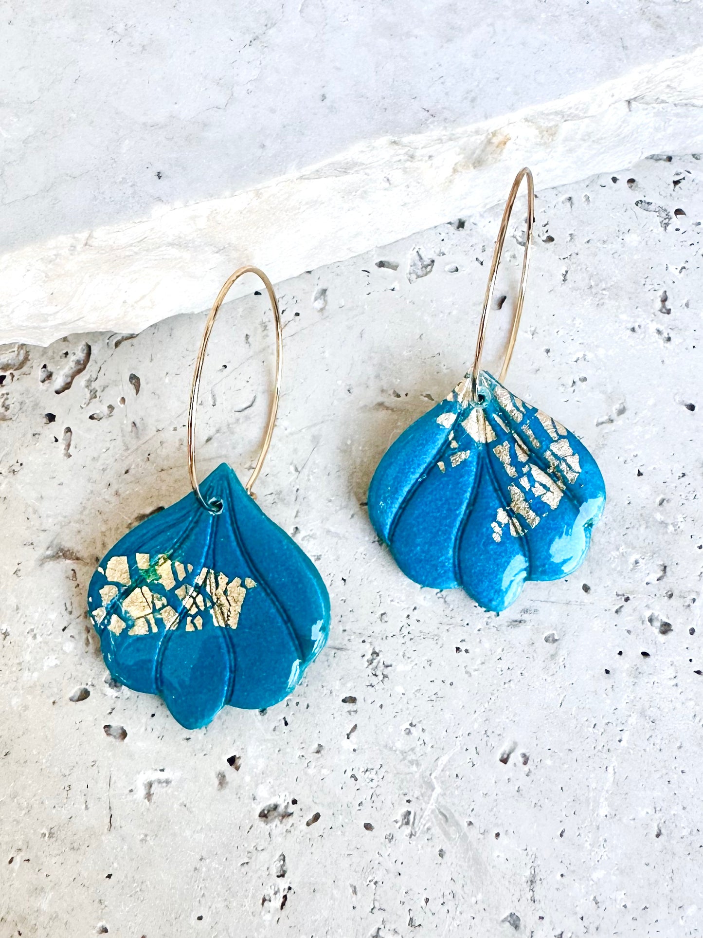 Fleur Hoops - Peacock Blue