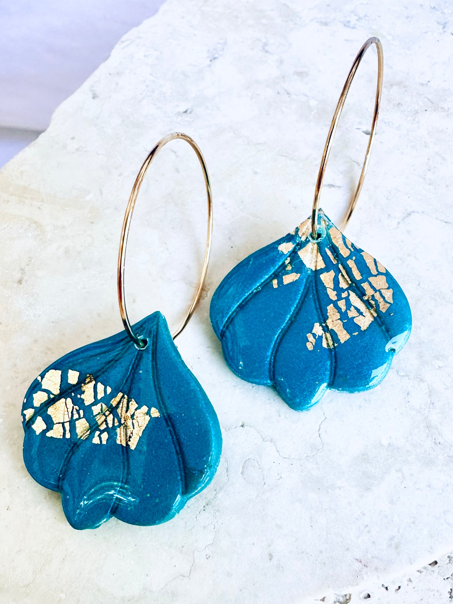 Fleur Hoops - Peacock Blue