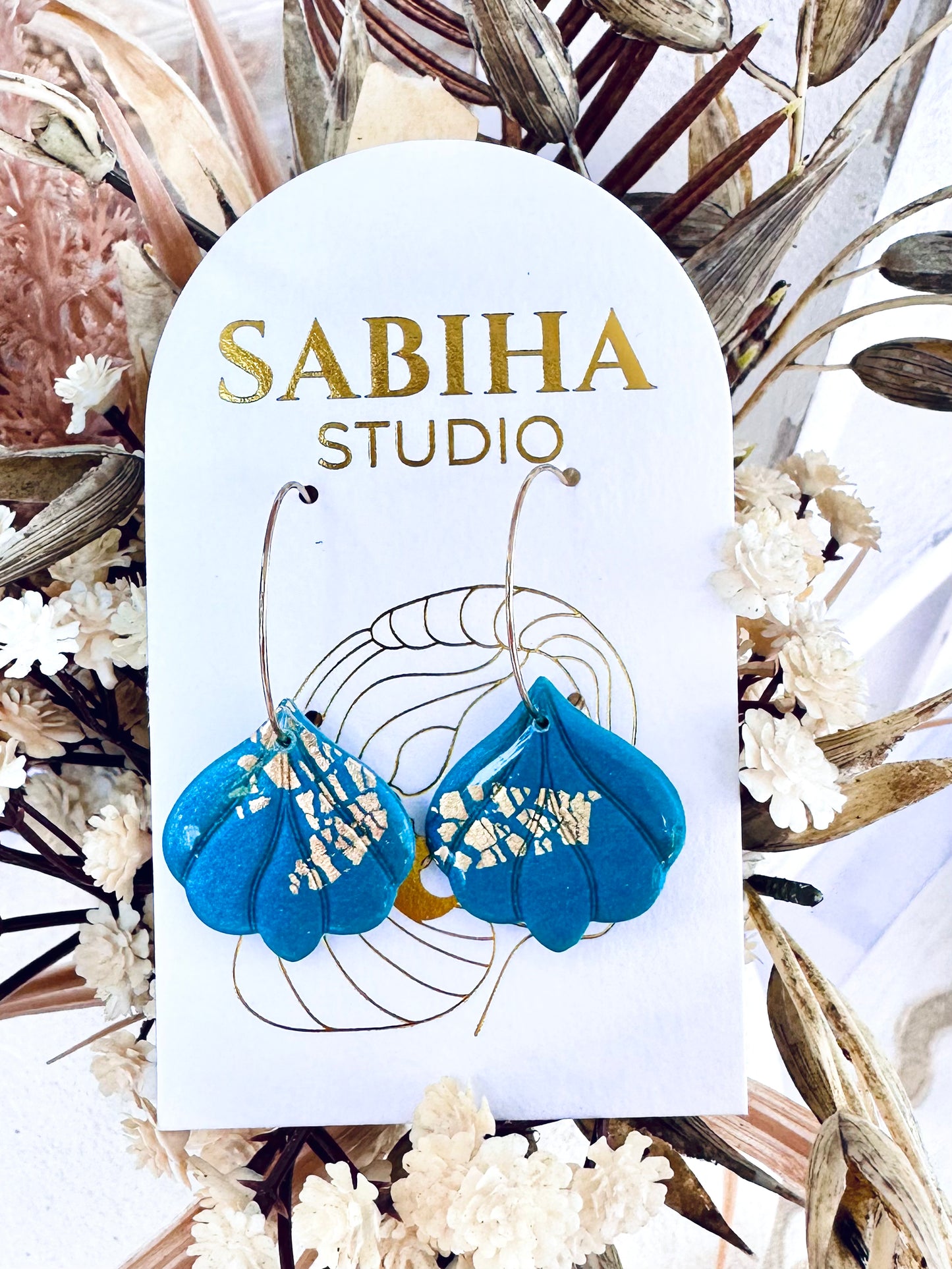 Fleur Hoops - Peacock Blue