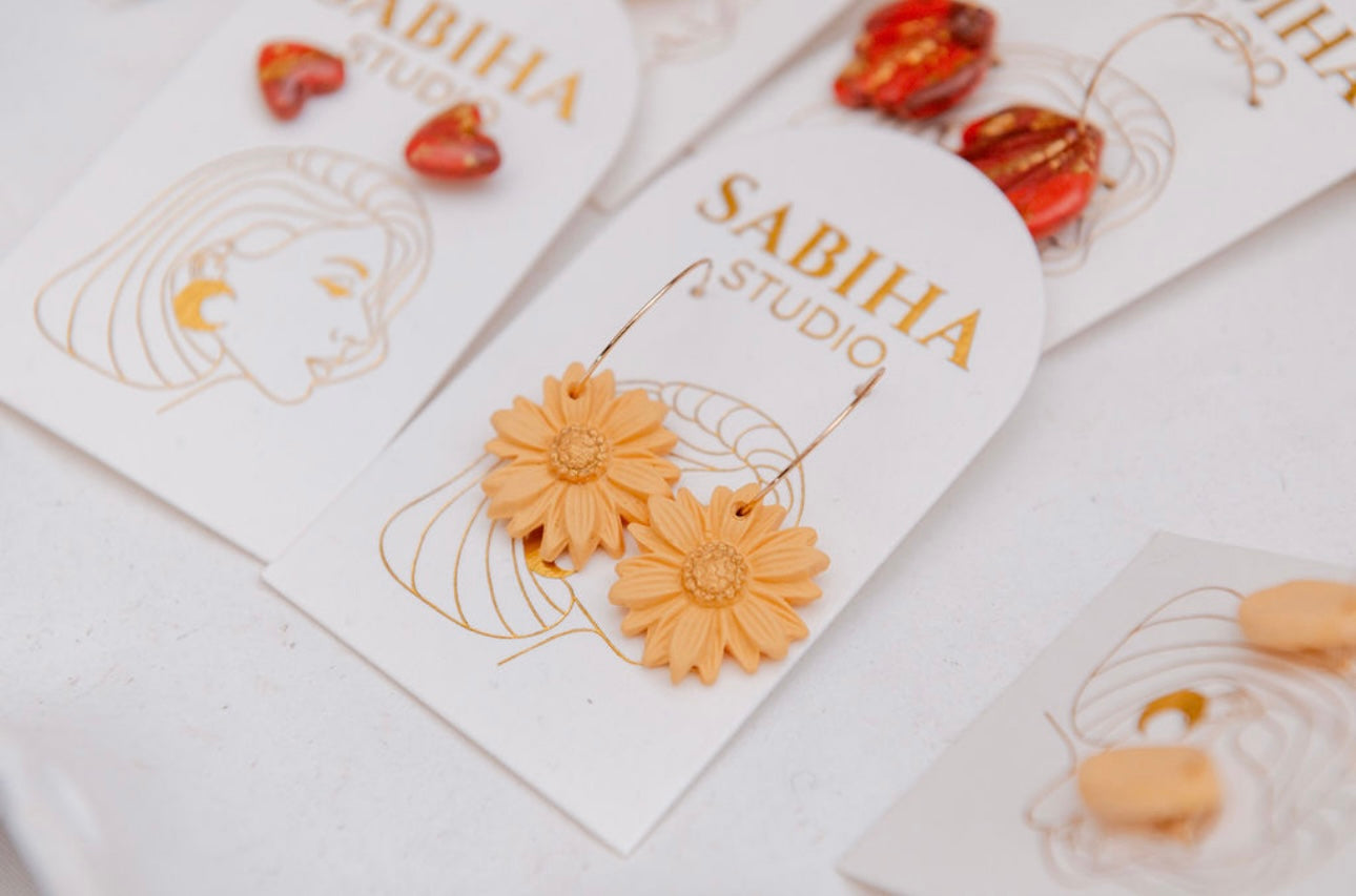 Field of Daisies Hoops - Yellow