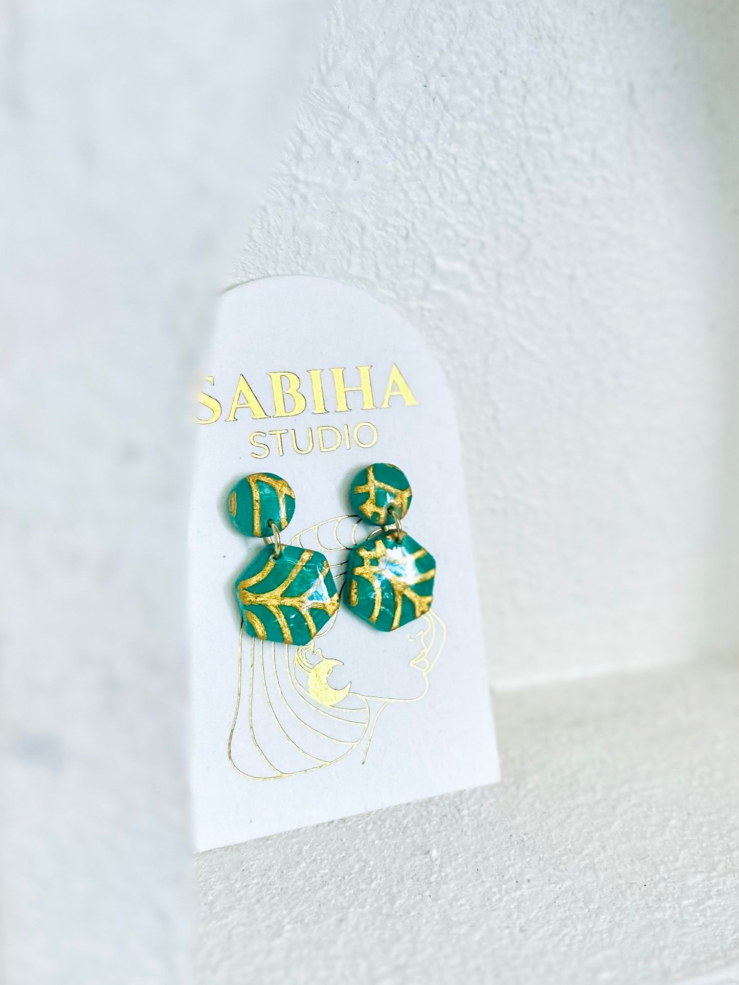 Cali Earrings - Green/Gold