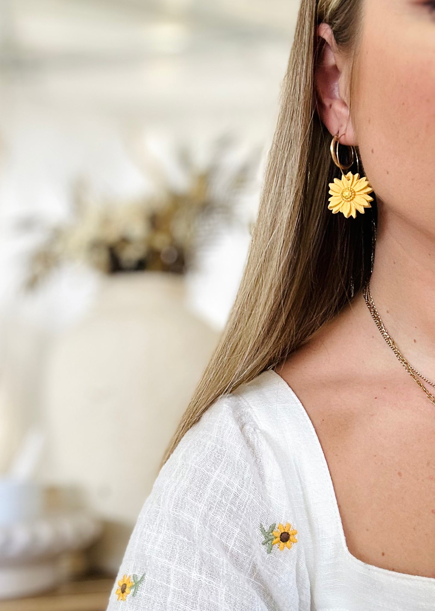 Field of Daisies Hoops - Yellow
