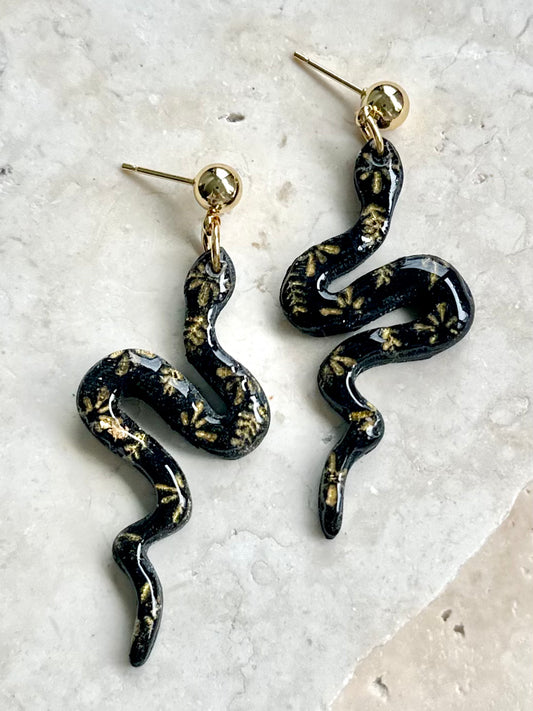Serpentina Earrings - Black