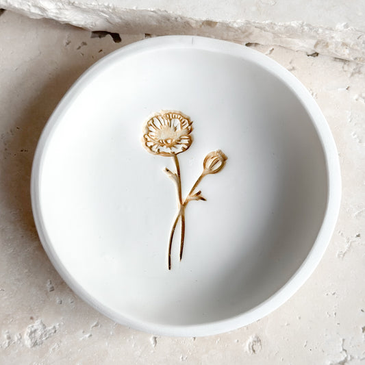 August - Poppy Birth Flower Trinket Tray