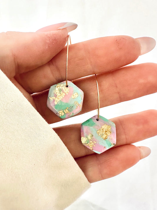 Celine Hoops - Pink/Teal