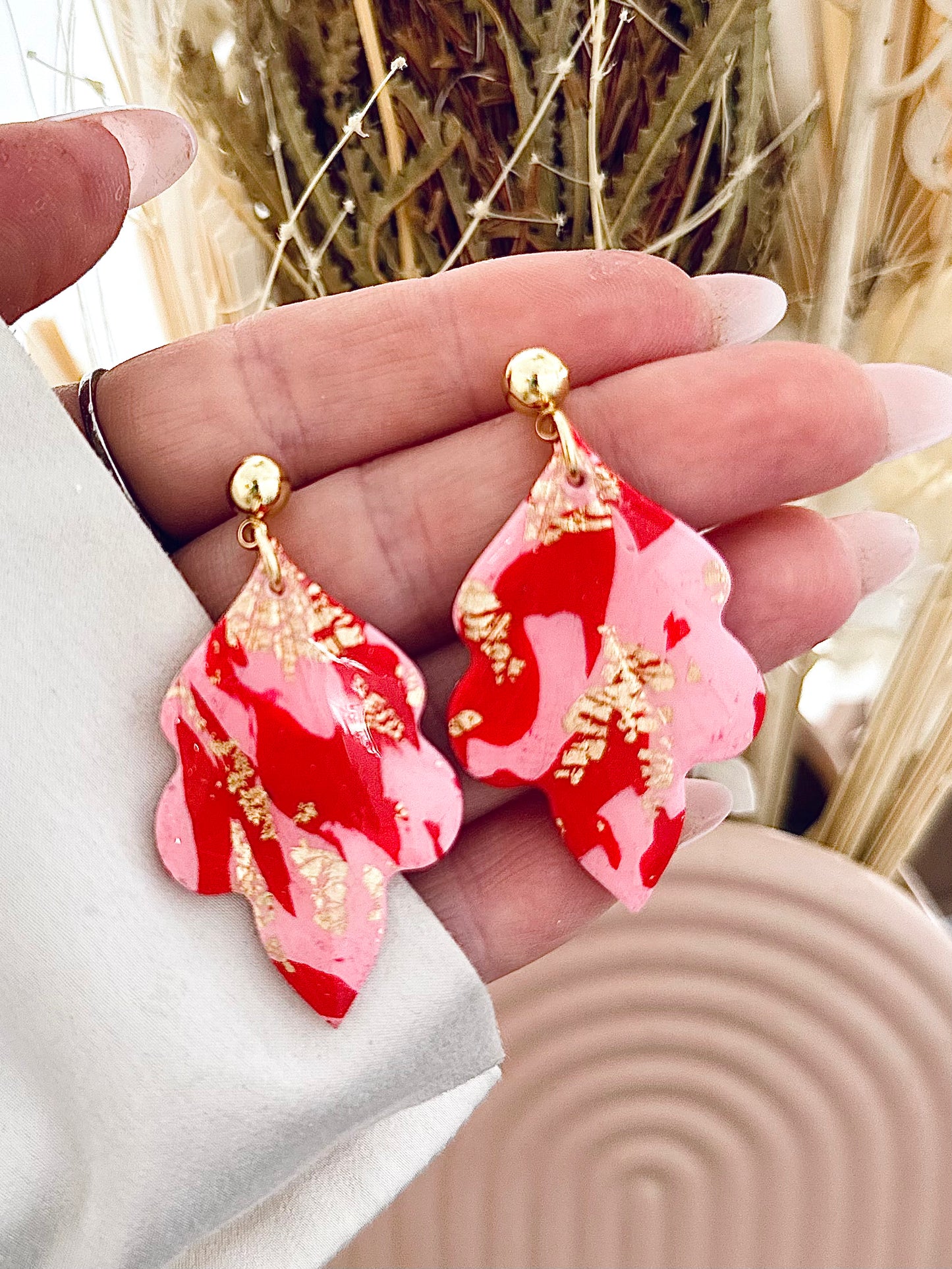 Elise Earrings - Pink/Red