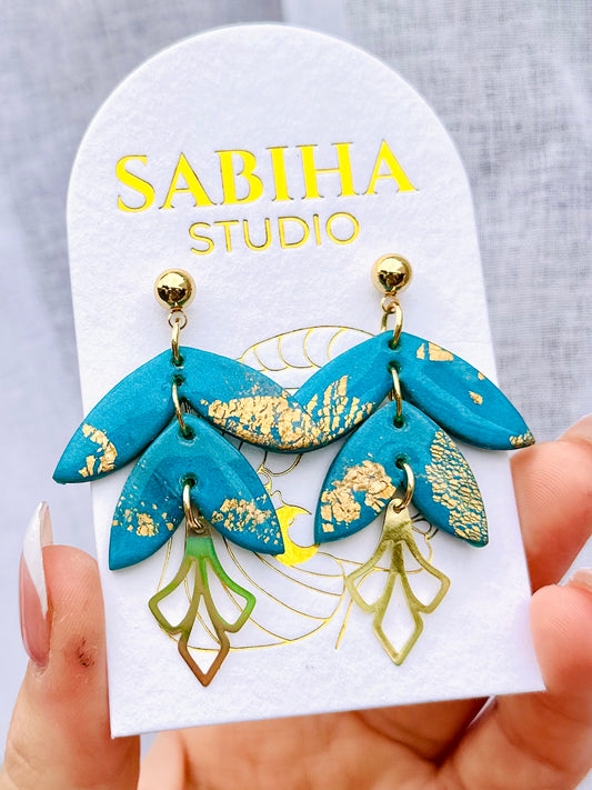 Paper Anniversary Earrings - Peacock Blue