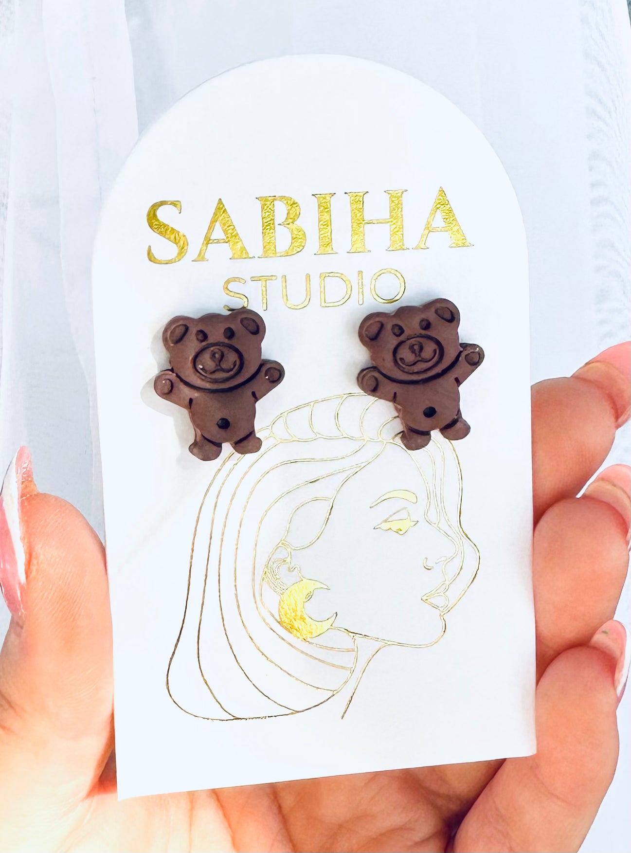 Teeny Tiny Teddy Studs - Chocolate