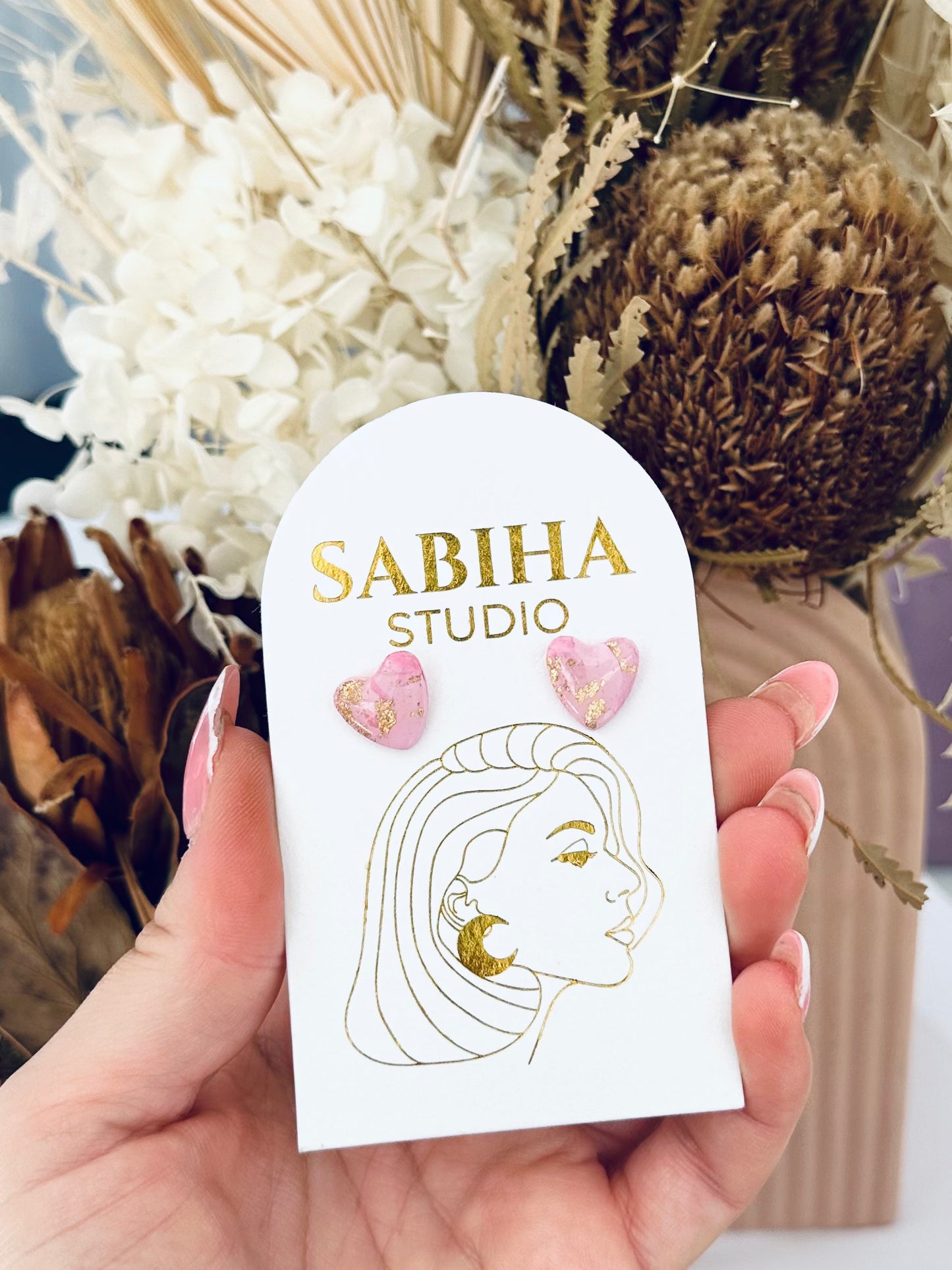 Sweetheart Studs - Pink