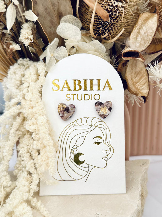 Sweetheart Studs - Brown